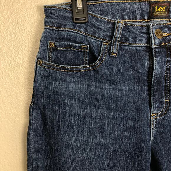 VTG Lee Size 10S 10 Short Mid Rise Regular Fit Bootcut Denim Blue Jeans Pockets - Picture 3 of 8